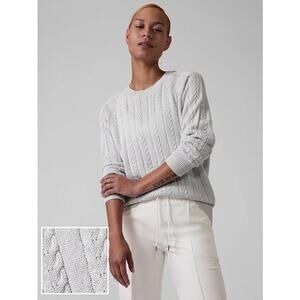 Athleta Crossroads Crew Neck Long Sleeve Knit Casual Sweater Gray Silver L